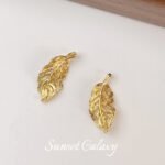 18K gold copper plated real gold feather pendant diy handmade material bracelet necklace earrings pendant jewelry accessories - Image 7