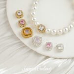 18k gold-plated diamond stone hollow square beads handmade diy material beaded bracelet necklace accessories - Image 2