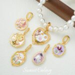 Medieval Monet Garden Oil Painting Necklace Pendant Handmade Beaded DIY Material Bracelet Necklace Accessories