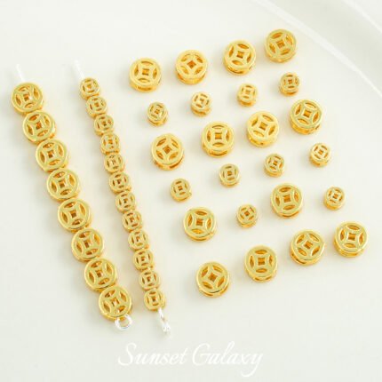 18k gold color retaining antique copper four-way beads handmade beaded diy material bracelet necklace accessories