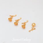 Color Preservation 18K Pack Gold Micro Zircon Leaves Rose Pendant DIY Hand-made Jewelry Earrings Necklace Beaded Accessories - Image 5