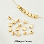 Color preserving 18k package gold small square square beads loose beads handmade DIY beaded bracelet necklace jewelry accessories - Image 2