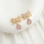 Bow Pendant Double Hanging Real Gold Plating Zirconium Handmade DIY Bracelet Necklace Beaded Beaded Jewelry Accessories Material - Image 6