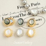 14K inlaid white shellfish black shellfish oval square magnetic buckle magnet buckle beaded handmade diy material bracelet bead accessories - Image 4