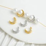 18k Gold 8mm Moon Bead Zircon Half Ring Handmade DIY Material Beaded Bracelet Necklace Accessories - Image 3