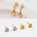 Color-preserving 18K gold rose ear pin earring pendant diy hand-made earrings earrings accessories beaded jewelry materials