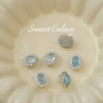 Silver-plated Inlaid Aquamarus Beaded Pendant Handmade DIY Beaded Bracelet Necklace Earrings Headwear Accessories - Image 7