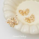 18K Gold Color-preserving Zirconium Cut Out Butterfly Pendant Loose Beads diy Handmade Beaded Earrings Bracelet NecKlace Jewelry Accessories