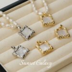 18k gold plating real gold square shell pendant pendant handmade diy string pearl necklace jewelry accessories material - Image 2