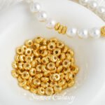 18K gold color irregular round flat bead spacer handmade beaded diy material bracelet necklace jewelry material