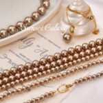 Champagne color imitation Shijia pearl loose beads with holes round beads handmade DIY beaded bracelet necklace ear accessories