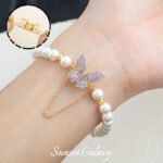 18K Full Diamond Dream Butterfly Color-Preserving Magnetic Buckle Jewelry Hand-Beaded DIY Material Bracelet Necklace Jewelry Accessories - Image 2