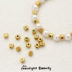 New Year Red Zircon Diamond Sand Gold Square Bead Spacers Loat Beads Handmade DIY Beaded Bracelet Jewelry Accessories