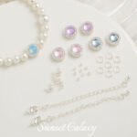 aquamaric zircon beads round beads handmade beaded diy material necklace pendant bracelet silver plated jewelry accessories