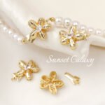 Color-preserving 18K gold-plated flower inlaid with zirconium water drop pin buckle connection buckle diy jewelry beaded bracelet necklace accessories