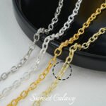 18k gold-plated silver color embellished chain flat chain extended chain beaded handmade diy material bracelet necklace accessories - Image 15