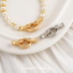 Snake Pattern Copper Plated Real Gold Round Beads Neck End Connection Buckle Handmade DIY Material Bracelet Necklace Beaded Accessories