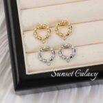 18k package gold plating real gold inlaid zircon round wreath ear needle handmade diy string earrings earrings accessories - Image 2