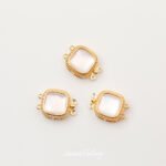 18K Gold Set White Shellfish Round Square Double Row Insert Buckle DIY Handmade Pearl Bracelet Necklace Connecting Buckle Accessories - Image 7