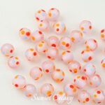Lantern Glaze Frosted Round Pink Color Dot Wave Bead Handmade Pliers DIY Material Bracelet Necklace Accessories - Image 3