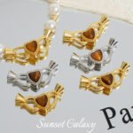 Real Gold Plated Tiger Eye Stone Heart Pearl Buckle Finishing Buckle Bracelet Necklace Beaded Button Handmade DIY Accessories Material