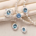 Butterfly Aquamarine Inlaid Zircon Beaded Pendant Handmade DIY Beaded Bracelet Necklace Accessories - Image 2