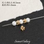 High Color Retention 18K Gold Plated Zircon Clover Spacer Beads Handmade DIY Beaded Bracelet Necklace Jewelry Accessories Material - Image 8