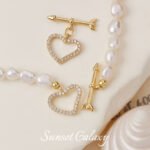 18K gold inlaid zircon four-leaf clover love-shaped Ot buckle closing buckle diy beaded bracelet necklace accessories - Image 3