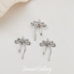 18K bag gold bow set zircon pendant double hanging diy handmade beaded necklace bracelet earrings accessories material - Image 9