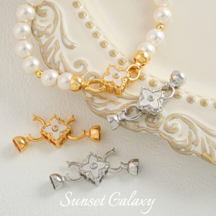 18k Shell Laser Star Casing Buckle Round Bead Casing Connection Buckle Handmade DIY Beaded Material Bracelet Accessories