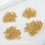 Color-preserving 18k gold cross-section flower beads melon pattern beads loose beads handmade DIY beaded bracelet necklace accessories - Image 5