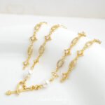 Copper Plated Gold Double Hanging Zirconium Drill Chain Handmade DIY Bracelet Necklace Earrings Beaded Beaded Jewelry Accessories Material - Image 3