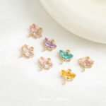 Real Gold Plated Zircon Half Moon Double Hanging Umbrella Beads Handmade DIY Bracelet Necklace Earrings Beaded Jewelry Accessories Material - Image 4