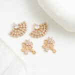 gold plated fan-shaped retro gentle bouquet pendant beads handmade diy bracelet necklace earrings beaded accessories material - Image 3