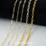 18k gold-plated silver color embellished chain flat chain extended chain beaded handmade diy material bracelet necklace accessories - Image 4