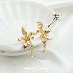 Copper-plated Real Gold High Color Retention Elegant Flower Earrings diy Handmade Bracelet Necklace Beads Loose Bead Accessories Material - Image 6