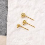 18k electroplated real gold with ring hanging ring peas earring 925 tremella needle ball needle handmade diy string ear accessories - Image 6