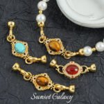 18k real gold plated color retaining tiger eye gem pearl connection closure buckle handmade diy beaded bracelet accessories