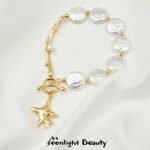 18k gold color inlaid with pearl branch connecting rod elbow handmade DIY beaded bracelet necklace jewelry accessories - Image 2