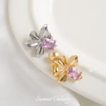 Real Gold-plated Powder Zirconium Four-leaf Flower Pearl Round Coil Connecting Buckle Handmade DIY Bracelet Necklace Beaded Accessories Material - Image 2