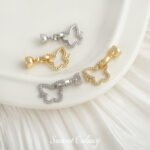 Gold Plated Zirconium Butterfly Hollow Connection Round Bead Closing Buckle Handmade DIY Bracelet Necklace Beaded Material Accessories - Image 4