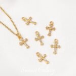 18k gold color retaining micro inlaid zircon cross pendant handmade DIY beaded bracelet necklace jewelry accessories - Image 4
