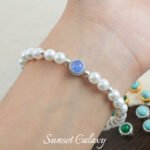 18k silver plated gold inlaid aquamarine turquoise beads handmade beaded diy material bracelet necklace accessories - Image 5