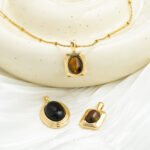 Ancient Greek Maillard Tiger Eye Stone Pendant Real Gold Plated Color-preserving Beads diy Handmade Bracelet Necklace Loose Bead Material - Image 4