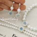 Silver-plated Inlaid Aquamarus Beaded Pendant Handmade DIY Beaded Bracelet Necklace Earrings Headwear Accessories - Image 5