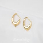 18K Gold Niche ins Earrings Oval Earrings Pendant Accessories diy Handmade Beaded Pearl Earrings Earrings Material - Image 6