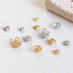 18k real gold color retaining hollow bag golden flower cap bead holder spacer DIY beaded jewelry bracelet spacer accessories - Image 4