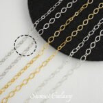 18K gold and silver flat O chain side chain handmade DIY beaded material bracelet necklace jewelry earring accessories material - Image 10
