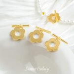 Japanese gold-plated flower OT closing button handmade DIY bracelet necklace beaded loose beads jewelry material accessories - Image 3