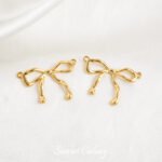 Bow Double Hanging Copper Plated Real Gold Dispersion-preserving Beads Handmade DIY Bracelet Necklace Beaded Jewelry Material Accessories - Image 6